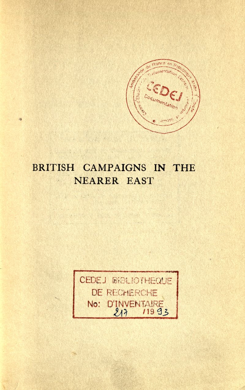 British campaigns in the nearer East 1914-1918